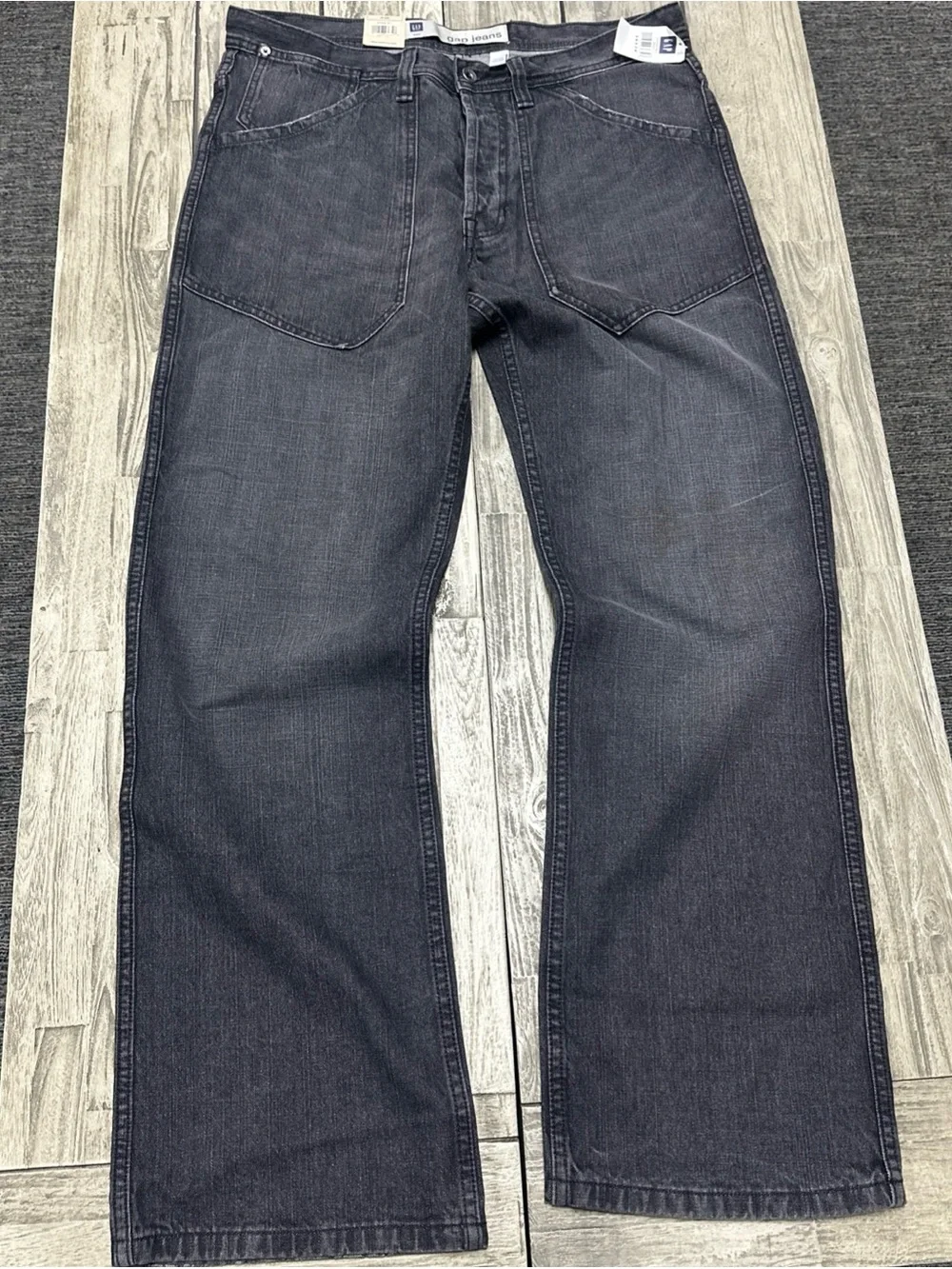 Vintage Y2k 05 Gap Washed Grey Jeans 36x34 Big Pockets Button Fly Baggy Skater
